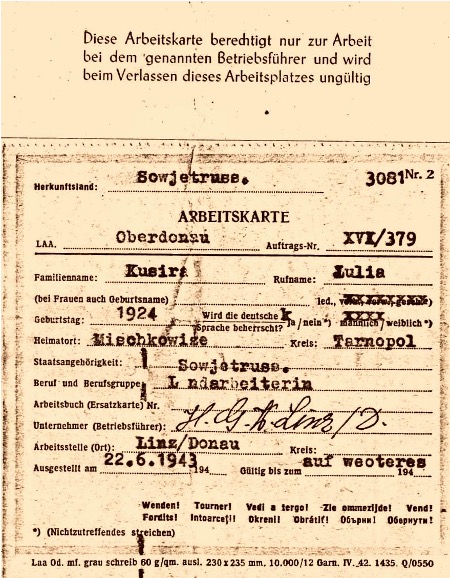 Official Papers for My Mother's Story of Survial